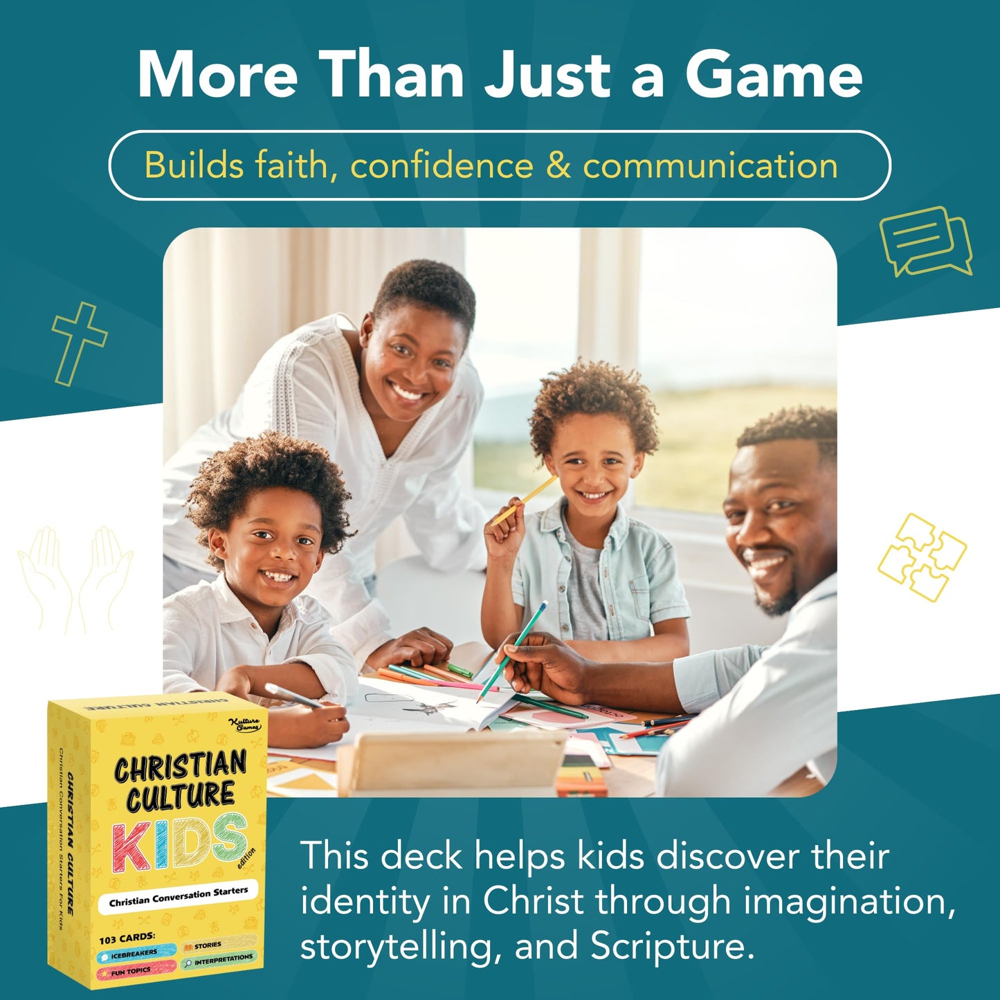 Kulture Games - Bible Conversation Cards for Kids - Christian Family Games - Faith Based Educational Card Games - Sunday School Christian - Gifts