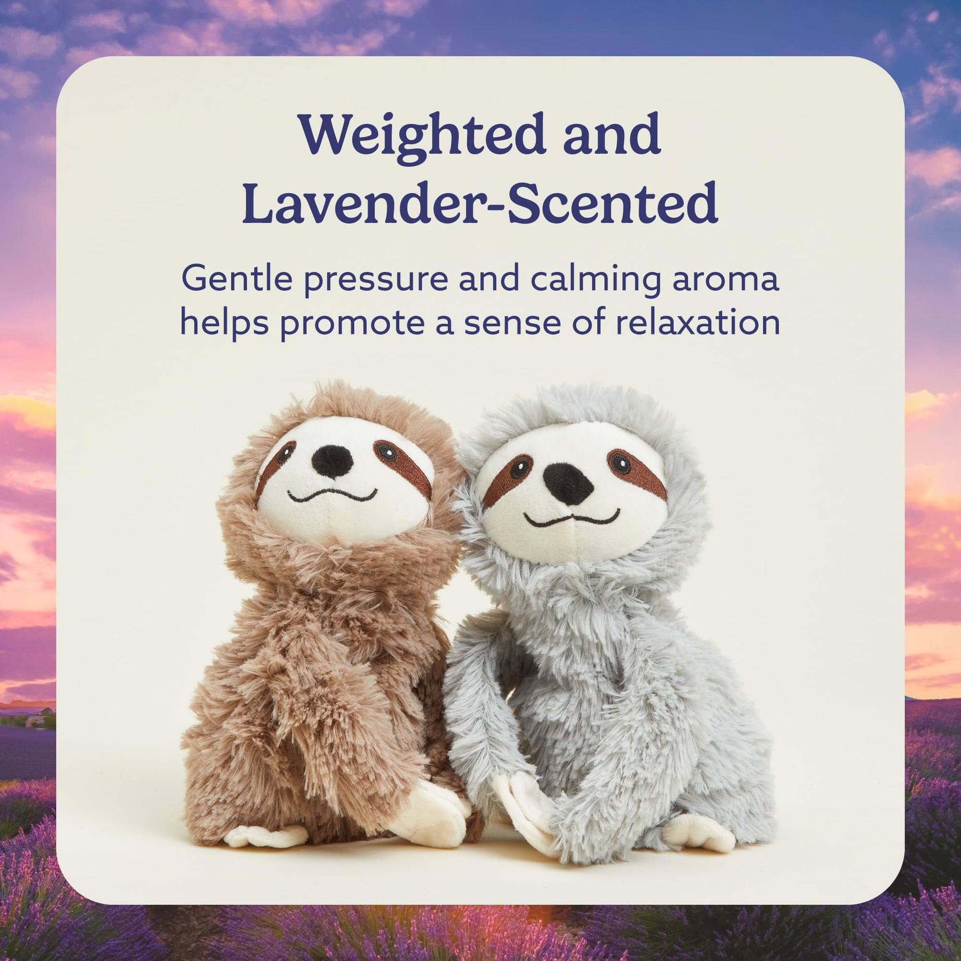 warmies Hugs Duo, Microwavable & Weighted Stuffed Animals, Sloth - Heated Stuffed Animal Plushie for Warmth & Comfort - Cute Soft Plush Toys