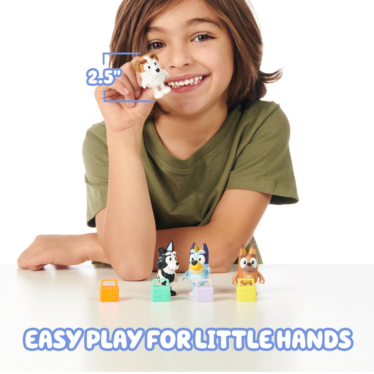 Bluey School Mates Figurine Toys Pack of 4, Articulated Jack, Pretzel, and Mackenzie Character Toys with Lunch Boxes, Action Figures for Kids Ages 3+