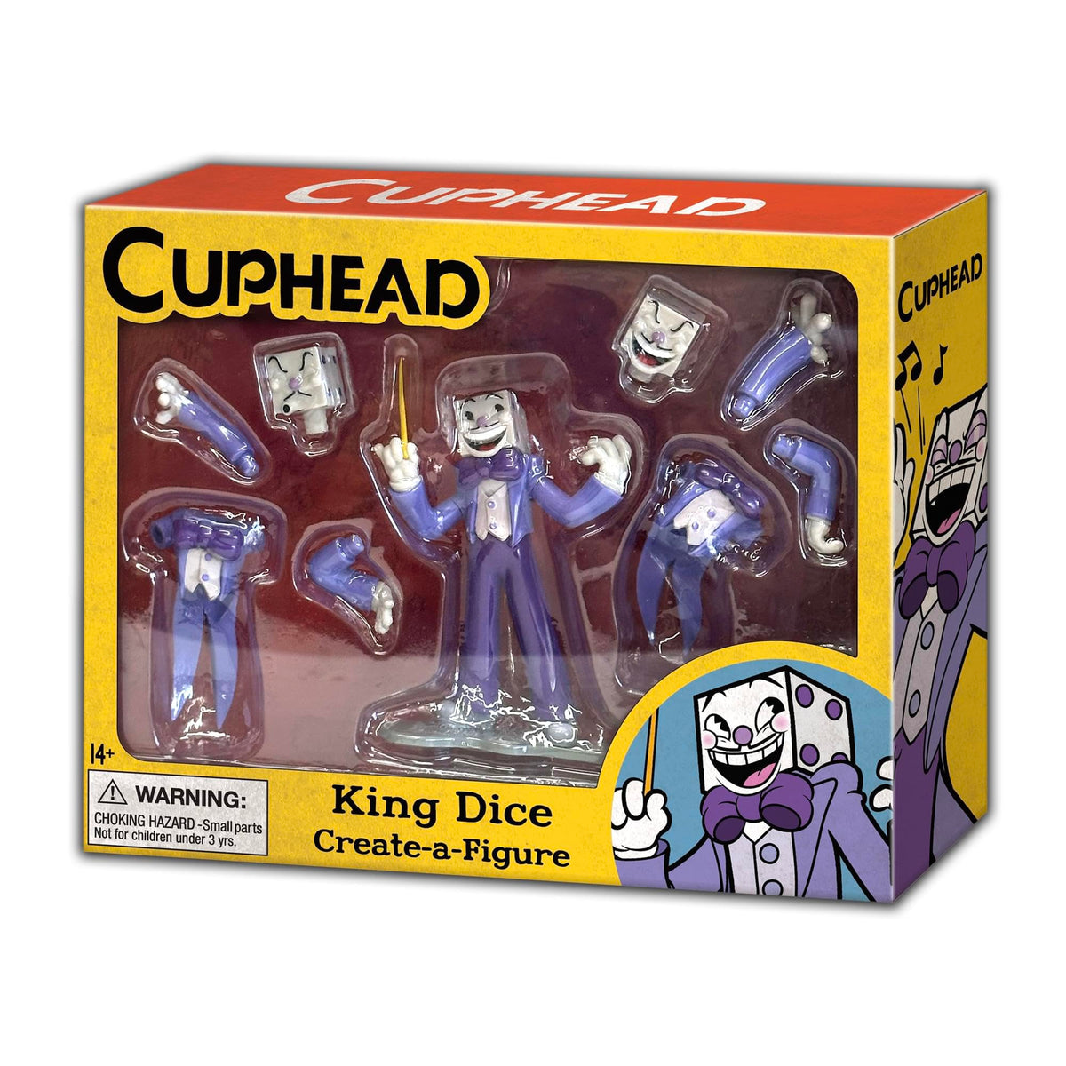 Toynk Cuphead King Dice Create-A-Figure 4-Inch Mini Adult Figure | Interchangeable Parts for Posing, Customization