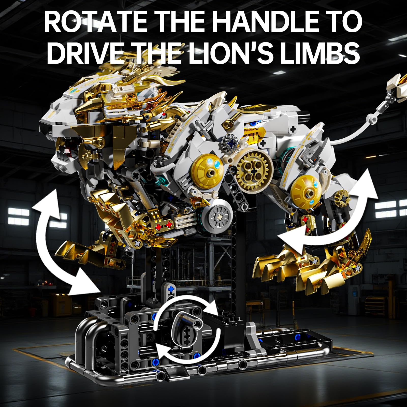 CSNRHG Mechanical Lion Building Block Toy Set Futuristic Mechanical Beast Model with Movable Parts & Gears Premium Mechanical Building Kit