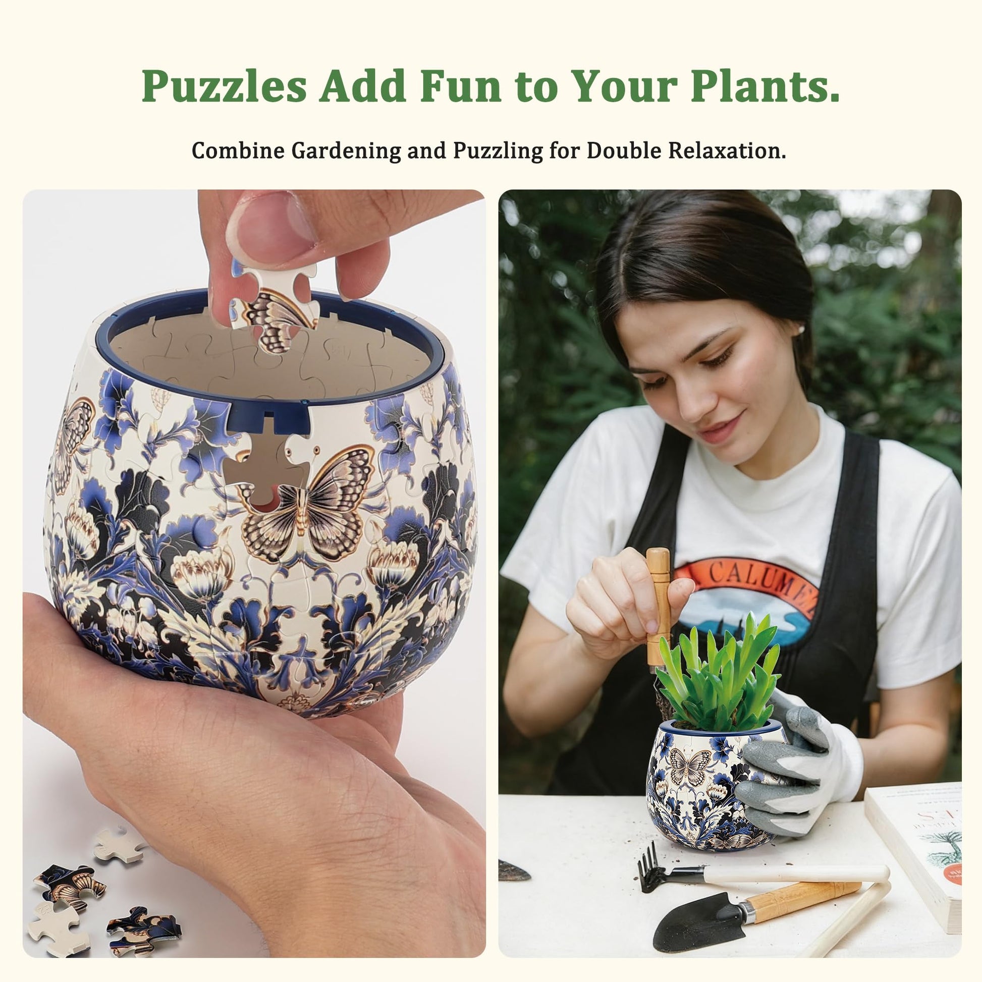 3D Puzzle Planter - No Glue Required UV Printing Unique 3D Puzzle Vase