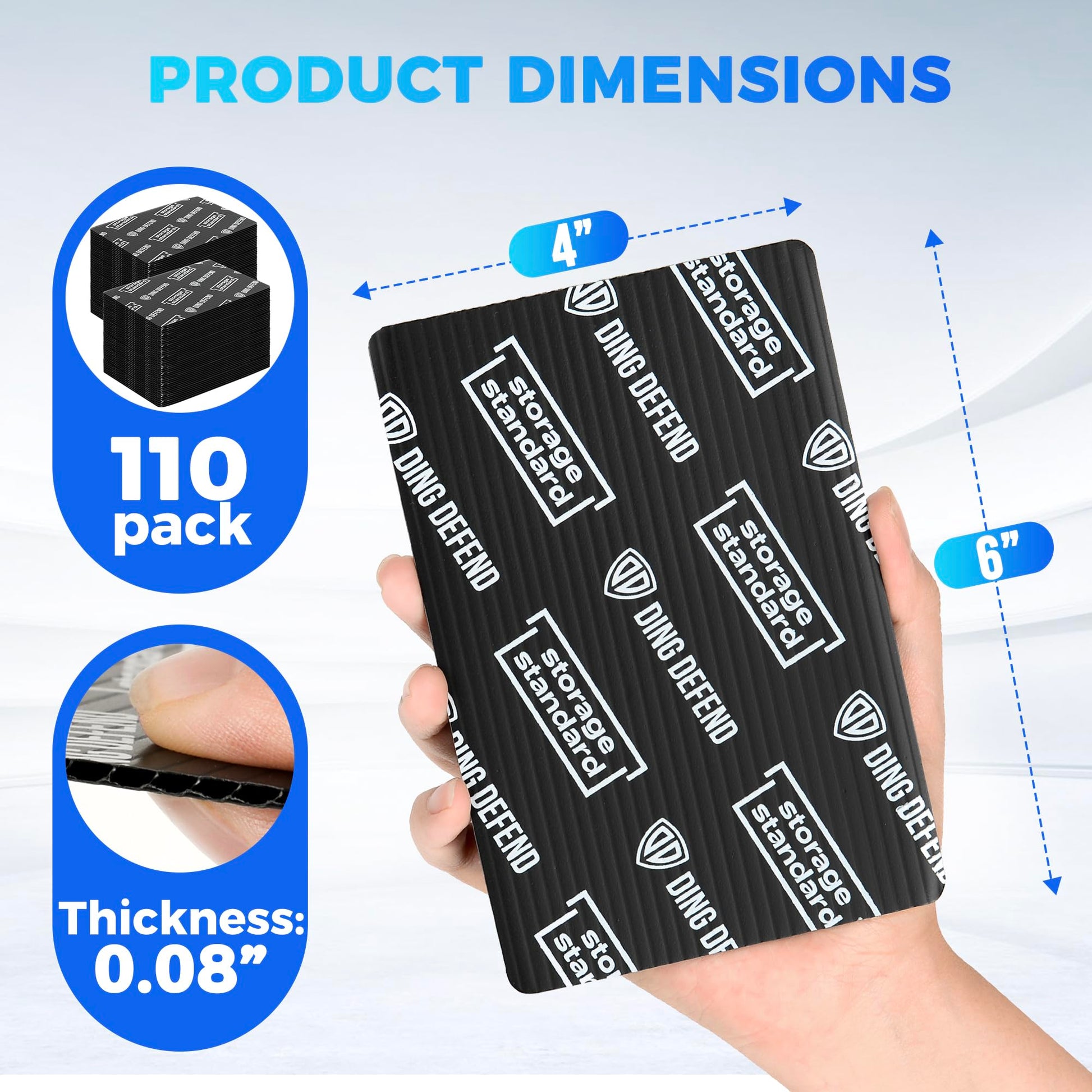 Ding Defend 4x6 Black Trading Card Shipping Protector 110 Pack - Sports Card Protectors Hard Plastic w/Rounded Corners, Hobby Shipping Shield for