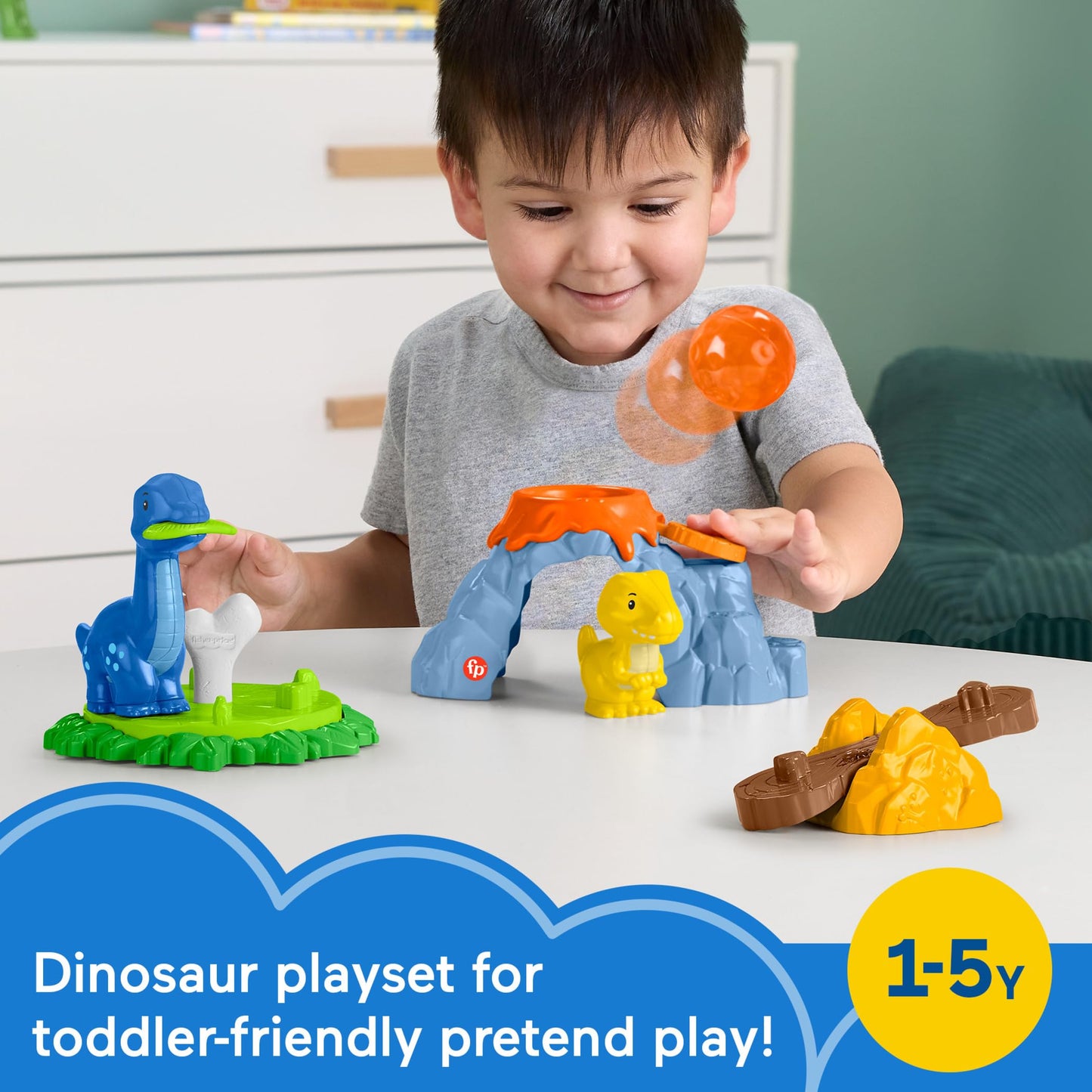 Little People Fisher-Price Spin & Play Dinosaur Playground - Toddler Interactive Playset with Spinning Action