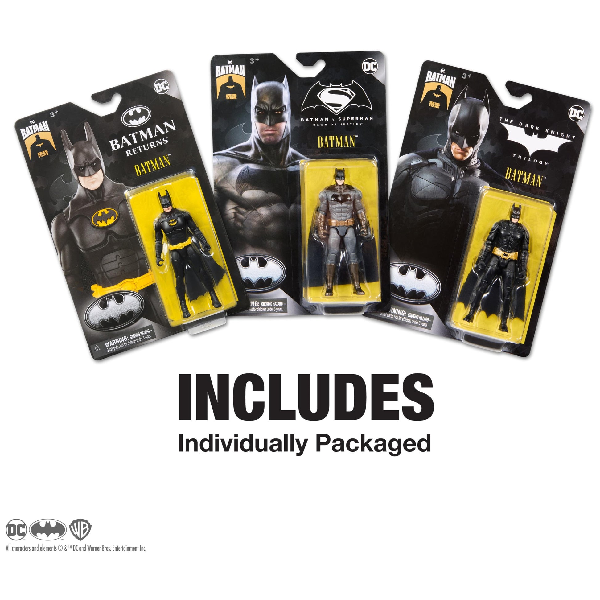 DC Comics, Batman 85th Special Edition Batman Action Figures 3-Pack, 4-inch, 85th Anniversary Collectible Kids Toys for Boys and Girls Ages 3 and Up