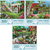 Bits and Pieces - Value Set of Three 300 Piece Jigsaw Puzzles for Adults - Gardens Galore, Lake Life, Peaceful Park Jigsaw Puzzles by Artist Alan