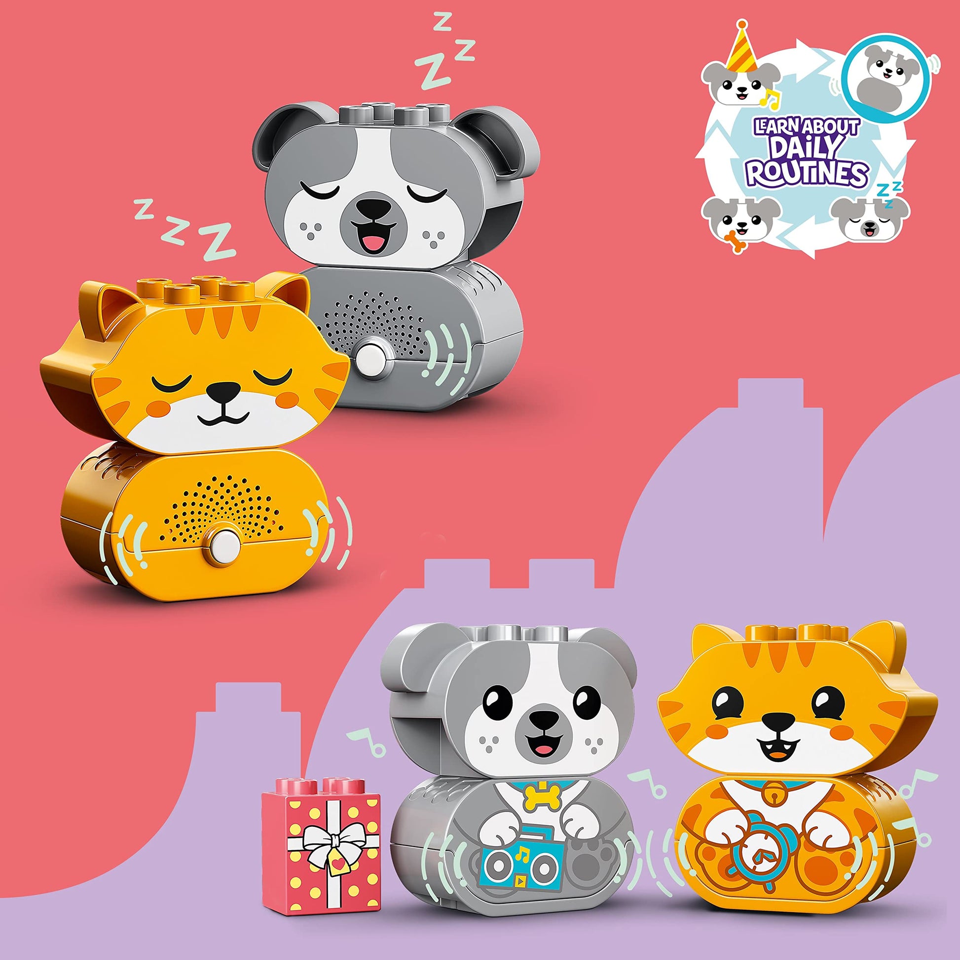 LEGO DUPLO My First Puppy & Kitten with Sounds 10977 Pet Animal Toys for Toddlers 1 .5-3 Years Old, Early Development Set with Large Bricks