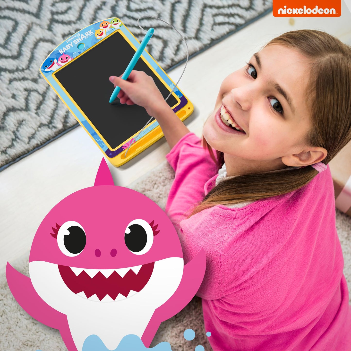 Lollipop - Drawing Tablet for Kids - Baby Shark Rainbow LCD Doodle Pad +3 with Stylus, Baby Drawing Board for Travel - Color Writing Tablet