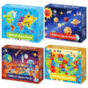 4 Packs 100 Piece Puzzles for Kids Ages 4-6 6-8 8-10, USA World Map Kids Puzzles Ages 3-5 4-6 5-8, Solar System Mars Adventure 100 Piece Puzzle