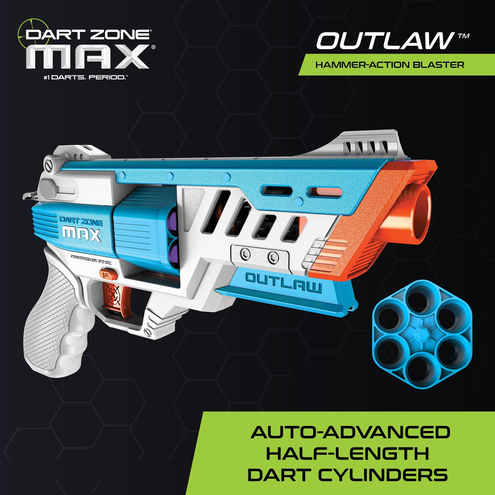 Dart Zone Max Nitroshot+ Outlaw High-Powered Hammer-Prime Pro Dart Blaster