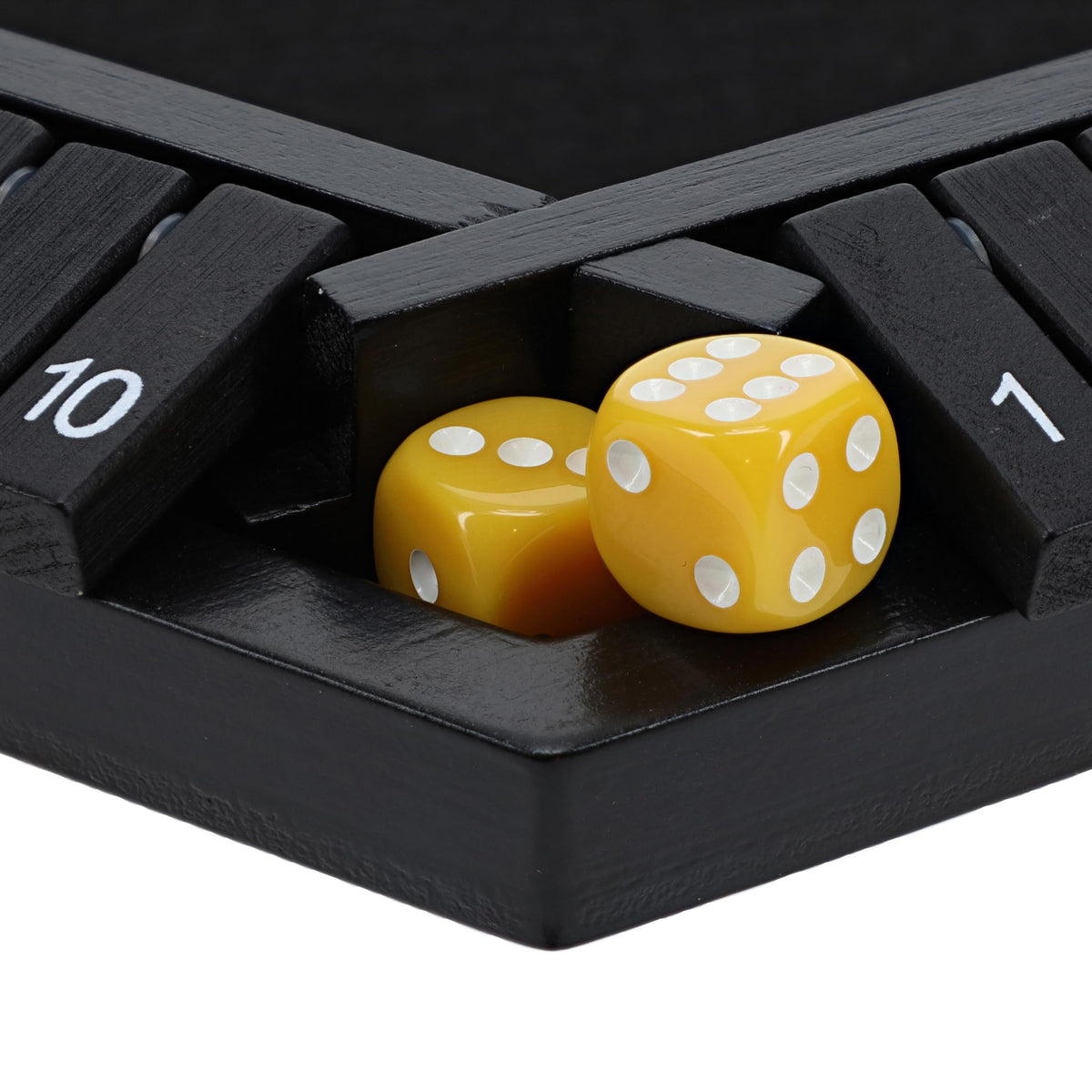 Pacific Shore Games Shut The Box Game 6 Player - Black Painted Wood, Wooden Board Game, Table Games for Adults, Bar Games, Portable Dice Game for 1-6