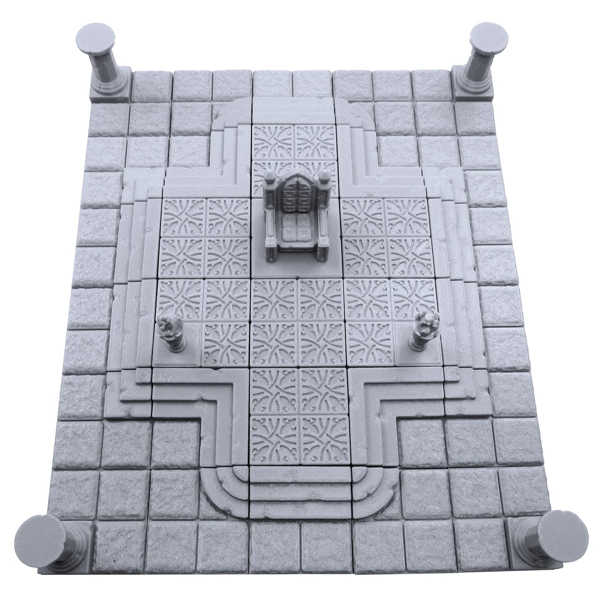EnderToys Locking Dungeon Tiles - Throne Room, Terrain Scenery Tabletop 28mm Miniatures Role Playing Game, 3D Printed Paintable