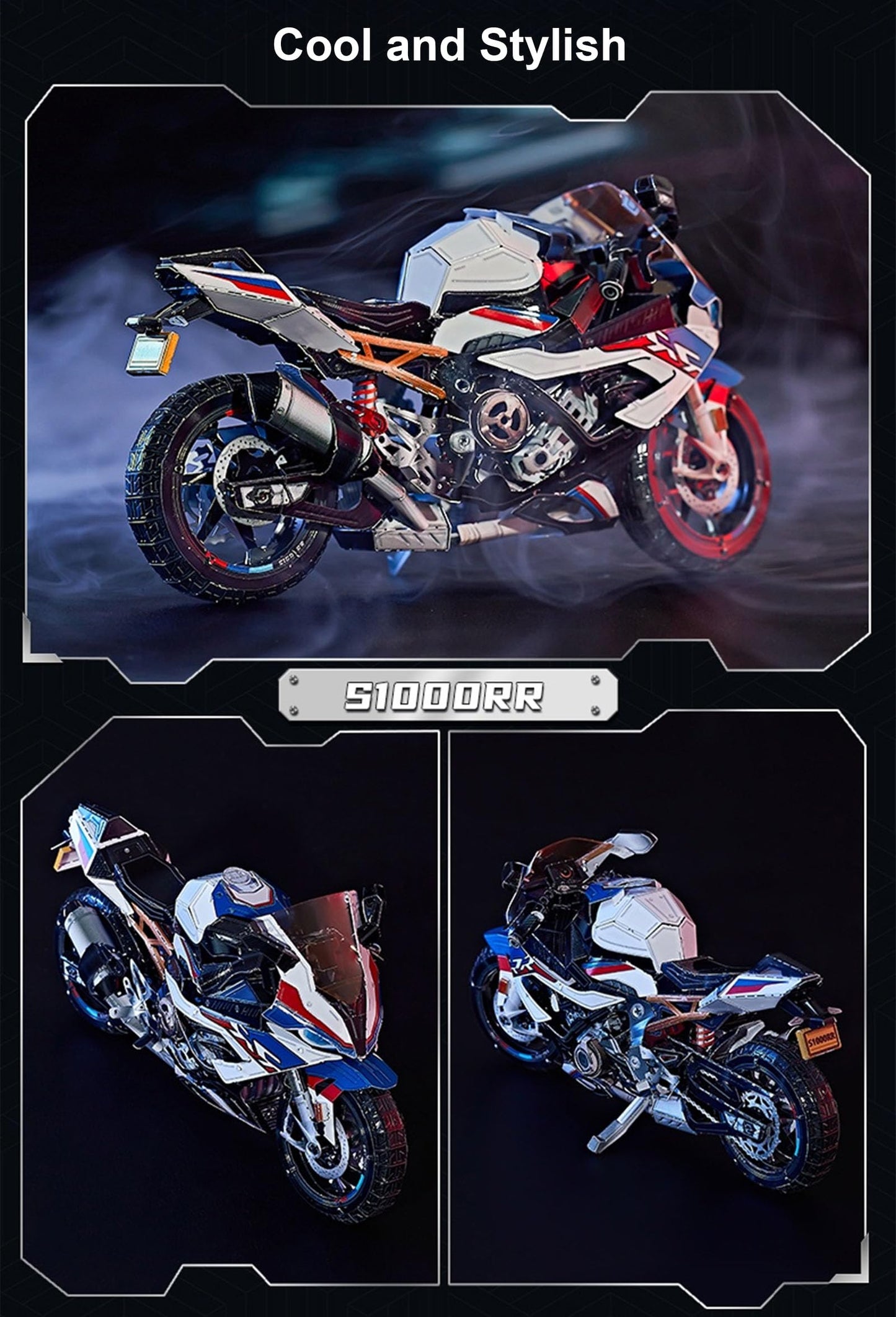 3D Metal Puzzles for Adults,DIY 3D Motorcycle Metal Model Kits Building,Challenge to Assemble DIY Craft Kits, Christmas Birthday Gift Ideas