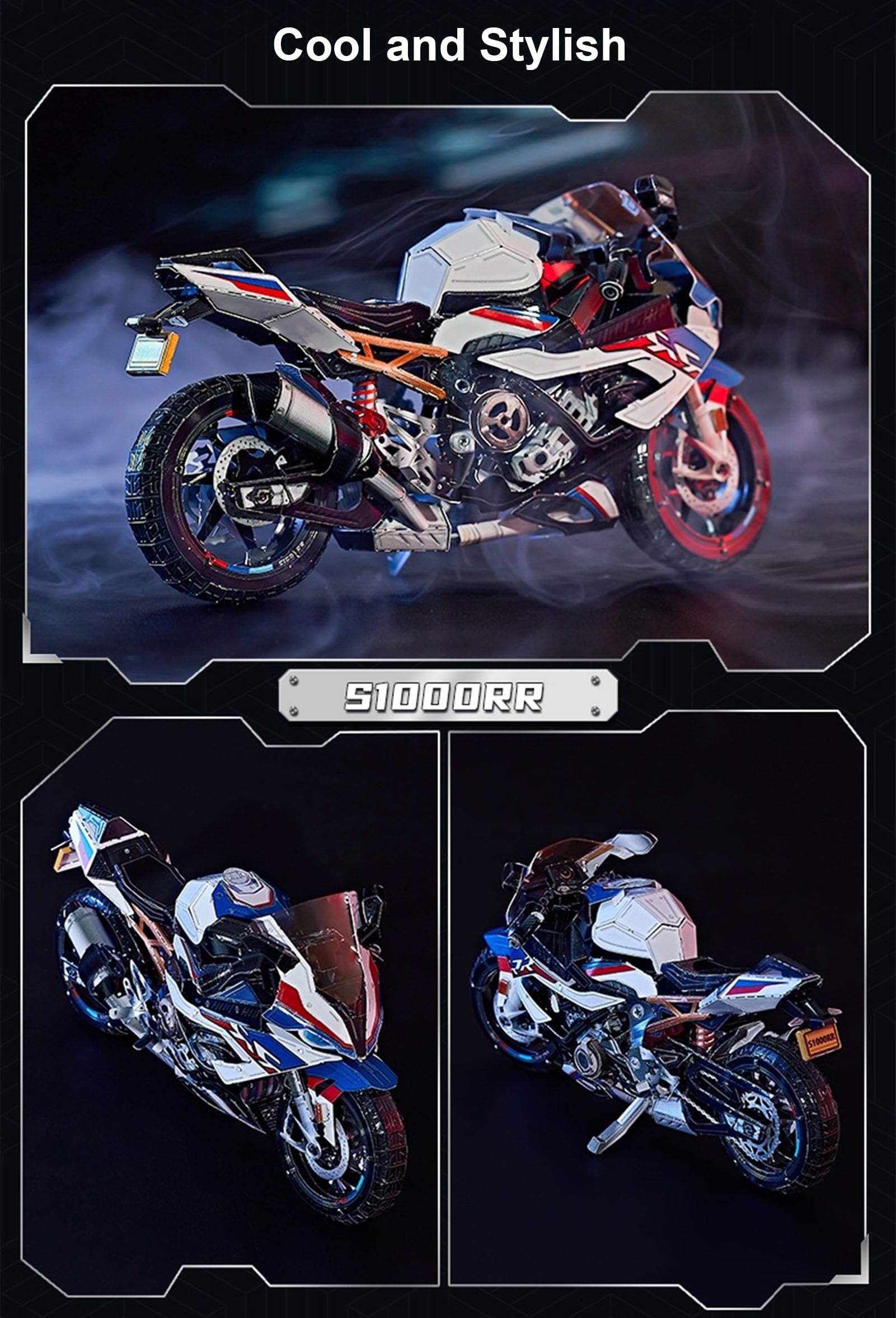 3D Metal Puzzles for Adults,DIY 3D Motorcycle Metal Model Kits Building,Challenge to Assemble DIY Craft Kits, Christmas Birthday Gift Ideas