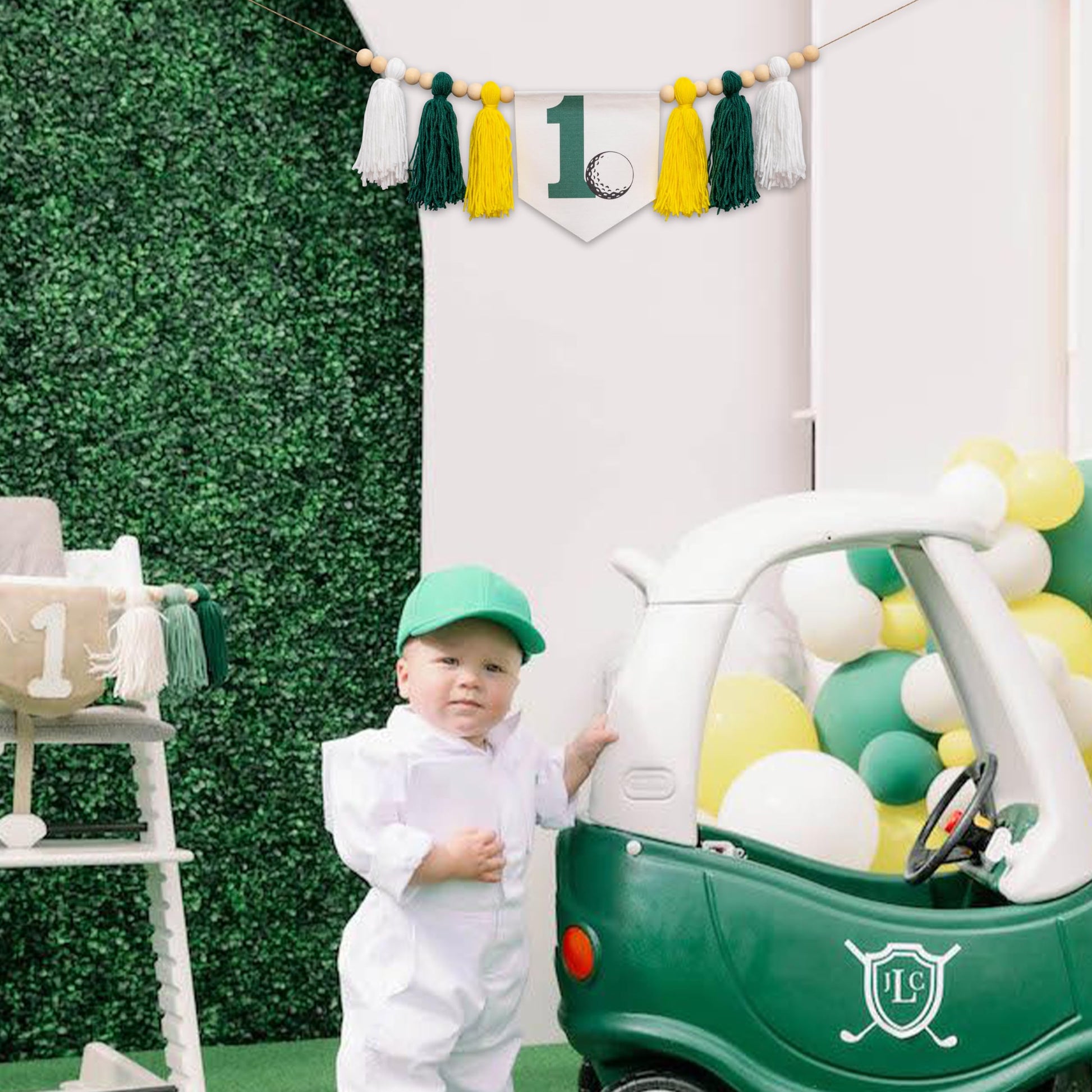 SHERKARMIU Golf-Themed 1st Birthday Fabric Banner