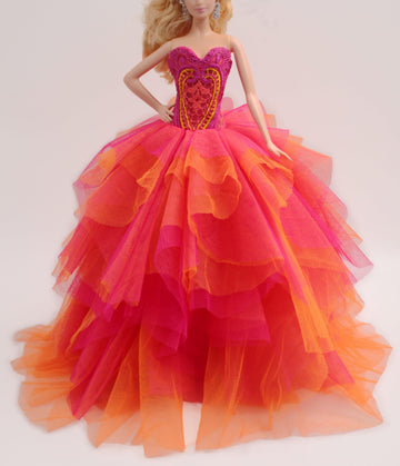 Cora Gu Handmade Orange Dress Fit 12 inch Doll and Doll Not Included