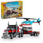 LEGO Creator 3 in 1 Flatbed Truck with Helicopter Toy, Transforms from Flatbed Truck Toy to Propeller Plane to Hot Rod and SUV Cars, Gift Idea