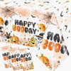 CMUSKO Halloween Happy Boo Day Tablecloth, 3Pcs Orange Black Ghost Pumpkins Plastic Booday Tablecloth,Boo Day Table Cover for Halloween Birthday Baby