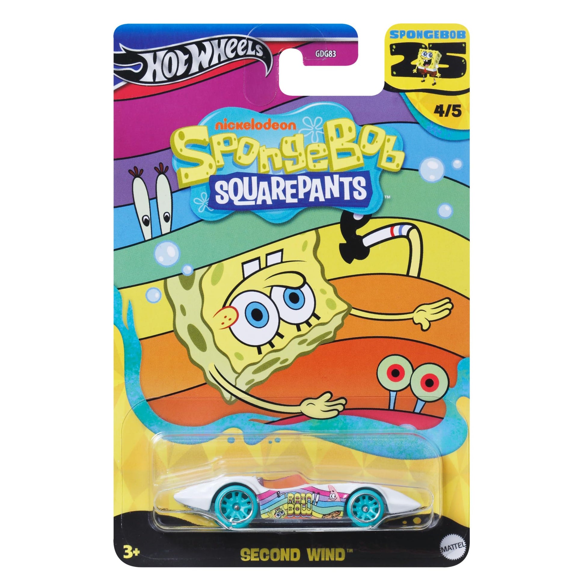 Hot Wheels SpongeBob SquarePants Car, 1:64 Scale, Yellow, Cartoon, Unisex, Kids (3+)
