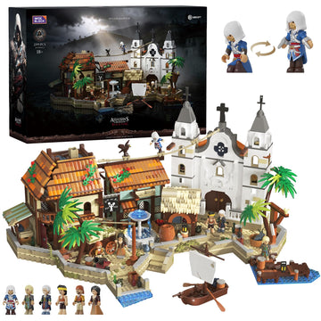 Wise Block Assassin's Creed Black Flag Havana Harbour Scene Building Set - Collectible Pirate Themed Build with 6 Minifigures for Fans, Building Block