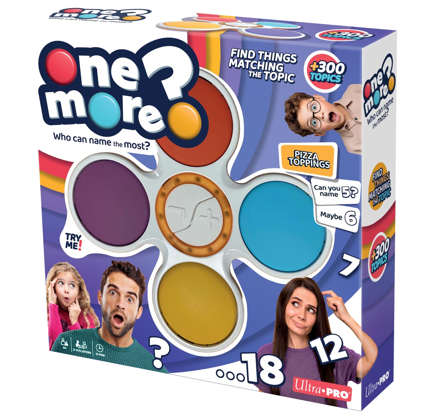 Ultra PRO - One More? Bid, Name, Win! Bluffing & Bidding Challenge Game for Family, Kids & Adults, Outbid & Beat the Clock, Fast-Paced Party Game, 2-4