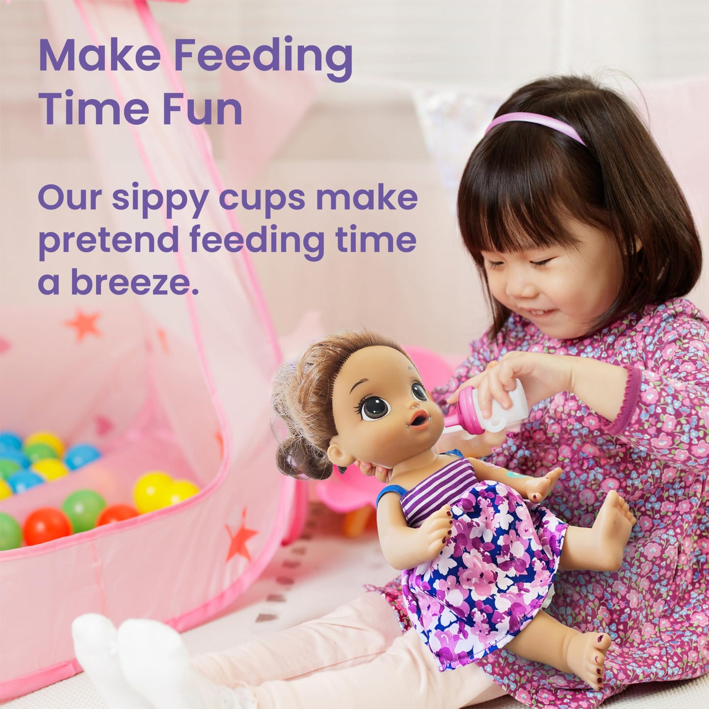 Doll Buddies Sippy Cup for Baby Alive Dolls | Sippy Dolls Accessories Compatible with Baby Alive Dolls that Drink and Wet | Doll Sippy Cup can be