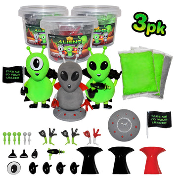 Build Buddiez DIY Aliens Craft Kit - 3 Pack | Build, Decorate & Display Air-Dry Clay Alien | Creative Arts & Crafts Activity for Kids Ages 5+ | Great