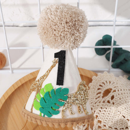 Agvgaza Safari Wild 1st Birthday Hat - Jungle First Birthday Party Hat, Wild One Decor for Boys & Girls, Cake Smash Photo Prop, Baby Shower & Safari