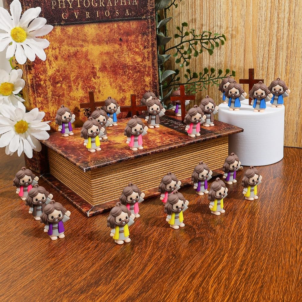 Kkoeop 50 Pcs Mini Jesus Figures - Little Jesus Loves You Figures Toy to Hide and Seek Christmas Religious Party Favors for Easter Church Sunday