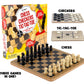 Regal Games - Reversible Wooden Board for Chess, Checkers & Tic-Tac-Toe - 24 Interlocking Wooden Checkers and 32 Standard Chess Pieces - for Age 8