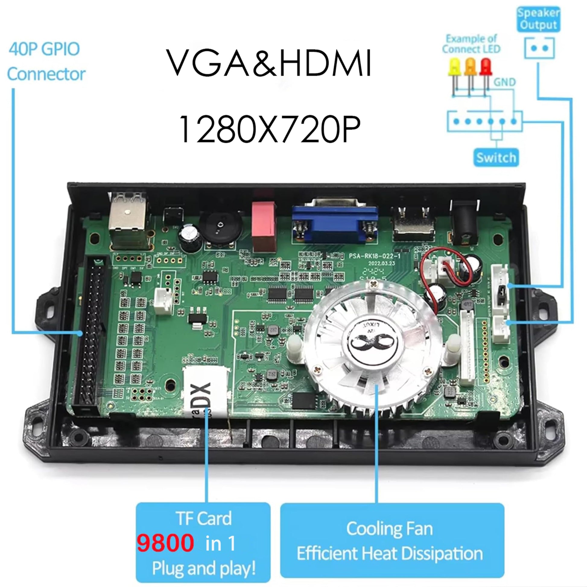 9800 in 1 DX Special Plus DIY Kit 8 Way Joystick Happ Style Push Button Arcade Game Console Cabinet Bartop (Multicolor)