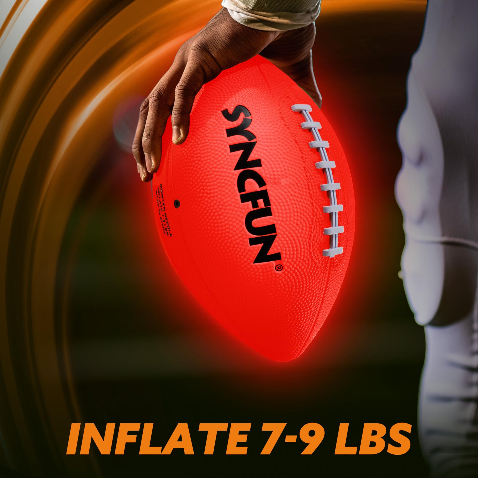 SYNCFUN Glow in the Dark Football for Boys, Light Up Football for Night Outdoor Sports Games, Red Glowing Ball, Ball Accessories Gifts for Teen Boy