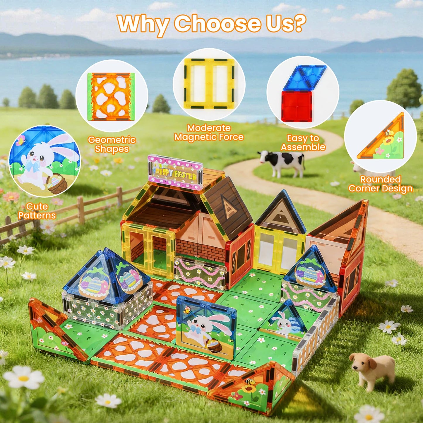Sisxmif Magnetic Tiles for Kids Ages 4-8, Magnetic Building Blocks