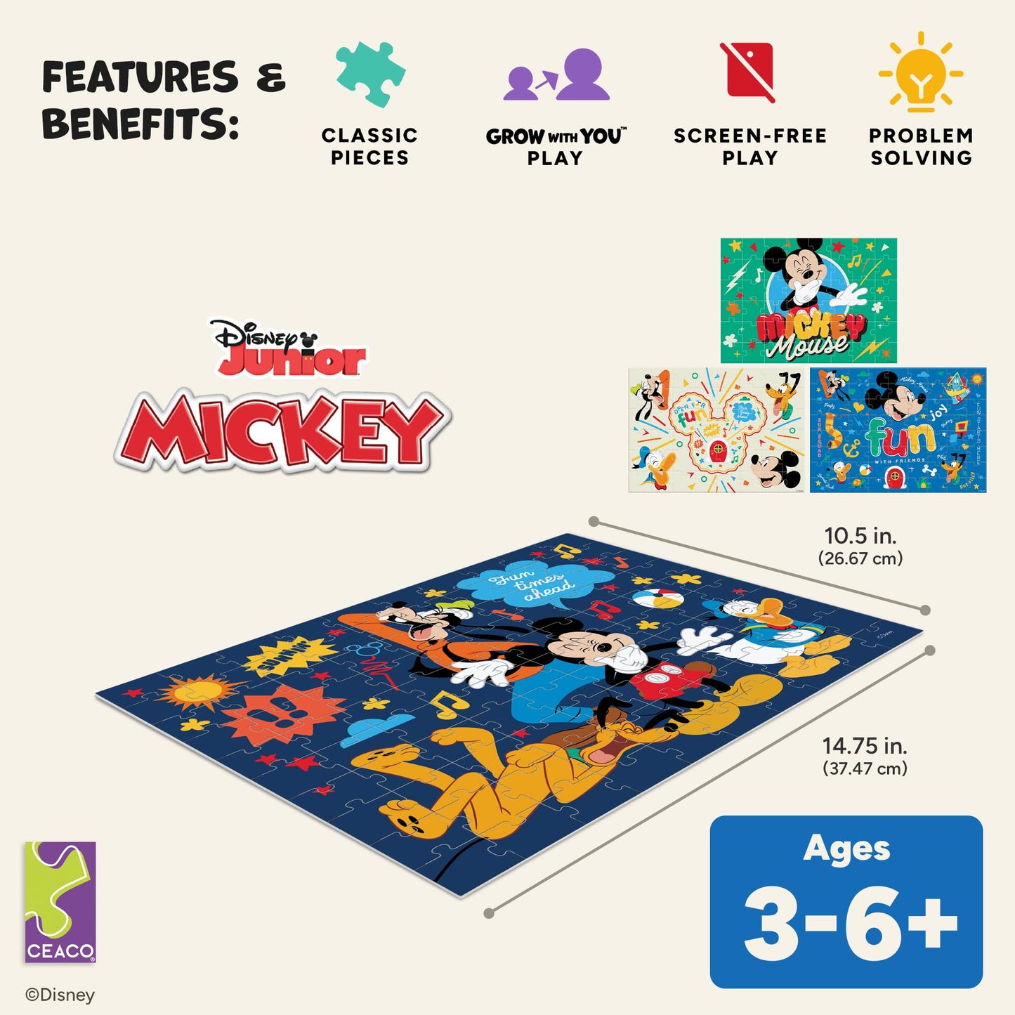 Disney Mickey Mouse 4 Pack Multipack Jigsaw Puzzlesor Kids Ages 3-6+