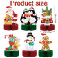 6 Pieces Christmas Table Decorations Honeycomb Centerpieces, Christmas 3D Honeycomb Table Decor, Santa Snowman Topper for Winter Holidays Dining Room
