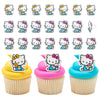 DecoPac Hello Kitty® Rings, Cupcake Decorations Featuring Hello Kitty and Mimmy, Pink And Yellow - 24 Pack