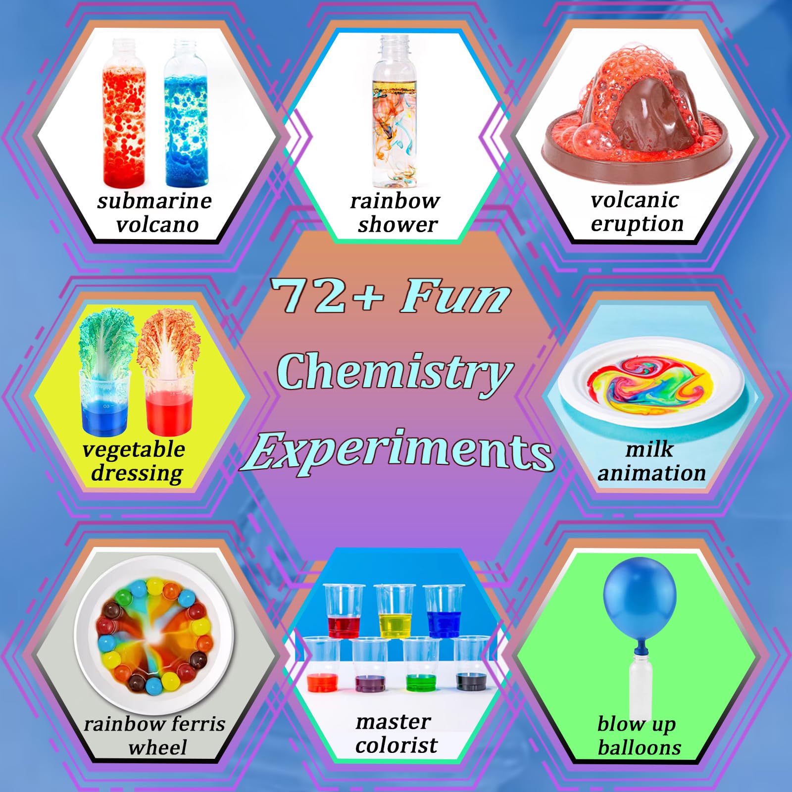 EXBEPE Science Kits for Kids 72+ Science Lab Experiments Erupting Volcano,Rainbow Rain,Artificial Snow Magic Chemistry Toy DIY Science Educational