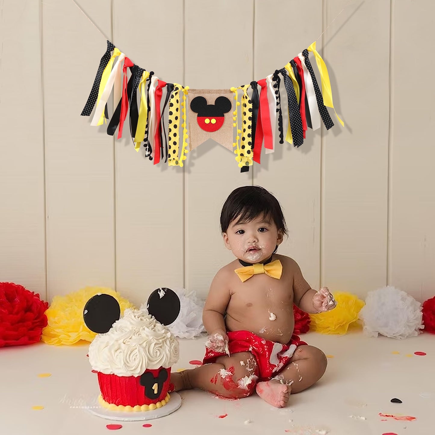 Mouse High Chair Banner - Mouse Birthday Party Decorations, First Year Highchair, Animal High Chair Banner, 1st Birthday Decoration, Cake Smash