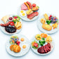 Miniature Dollhouse Food Set Handmade, 5 Realistic Meal Plates, Air Dry Clay Mini Food Accessories, 1:6 Scale Kitchen Decor, 1.3 Inch Ceramic Plates