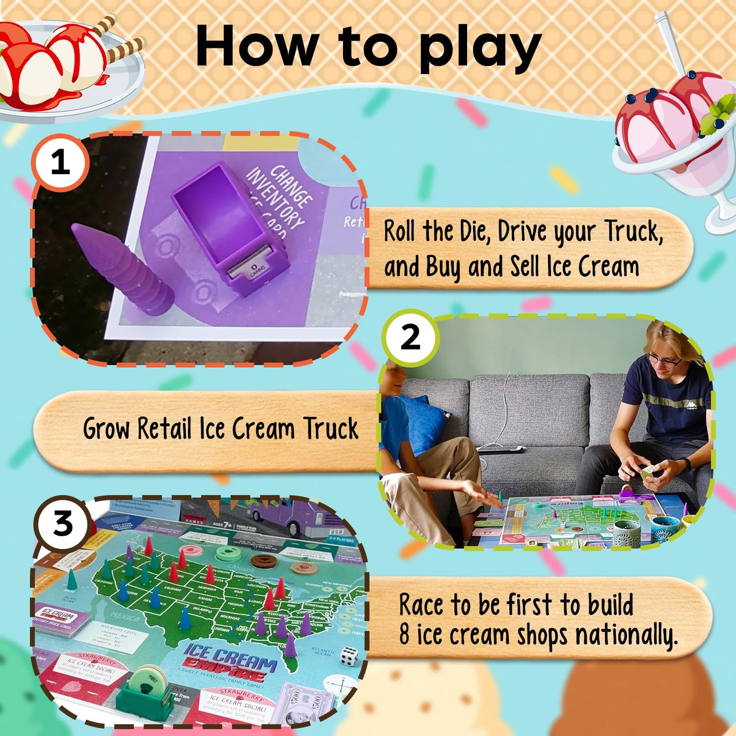 Ice Cream Empire by Empire Games -Strategic Family Game for Adults, Teens & Kids Ages 7+, Build Your Ice Cream Business Board Games for Adults & Kids