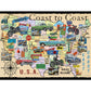 Bits and Pieces 1000 Piece Puzzles for Adults - Coast to Coast - - Large 20" x 27" Jigsaw Puzzles 1000 Pieces Retro American Collage Map, No 2 Pieces
