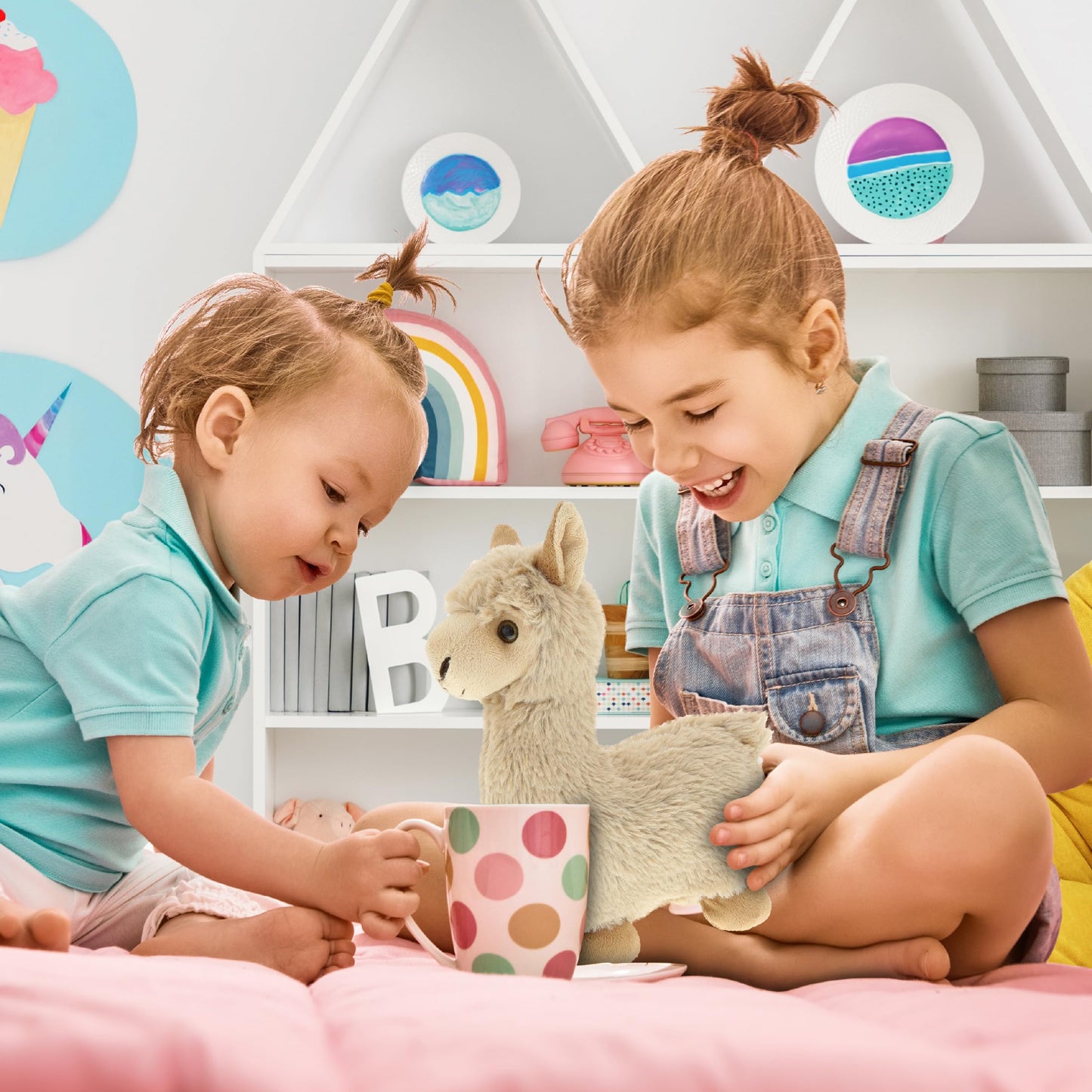 DolliBu Personalized Beige Llama Stuffed Animal Plush Toy - Huggable Cuddle Soft Plush Llama Gift, Cute Stuffed Animals for Girls and Boys - 11 Inches