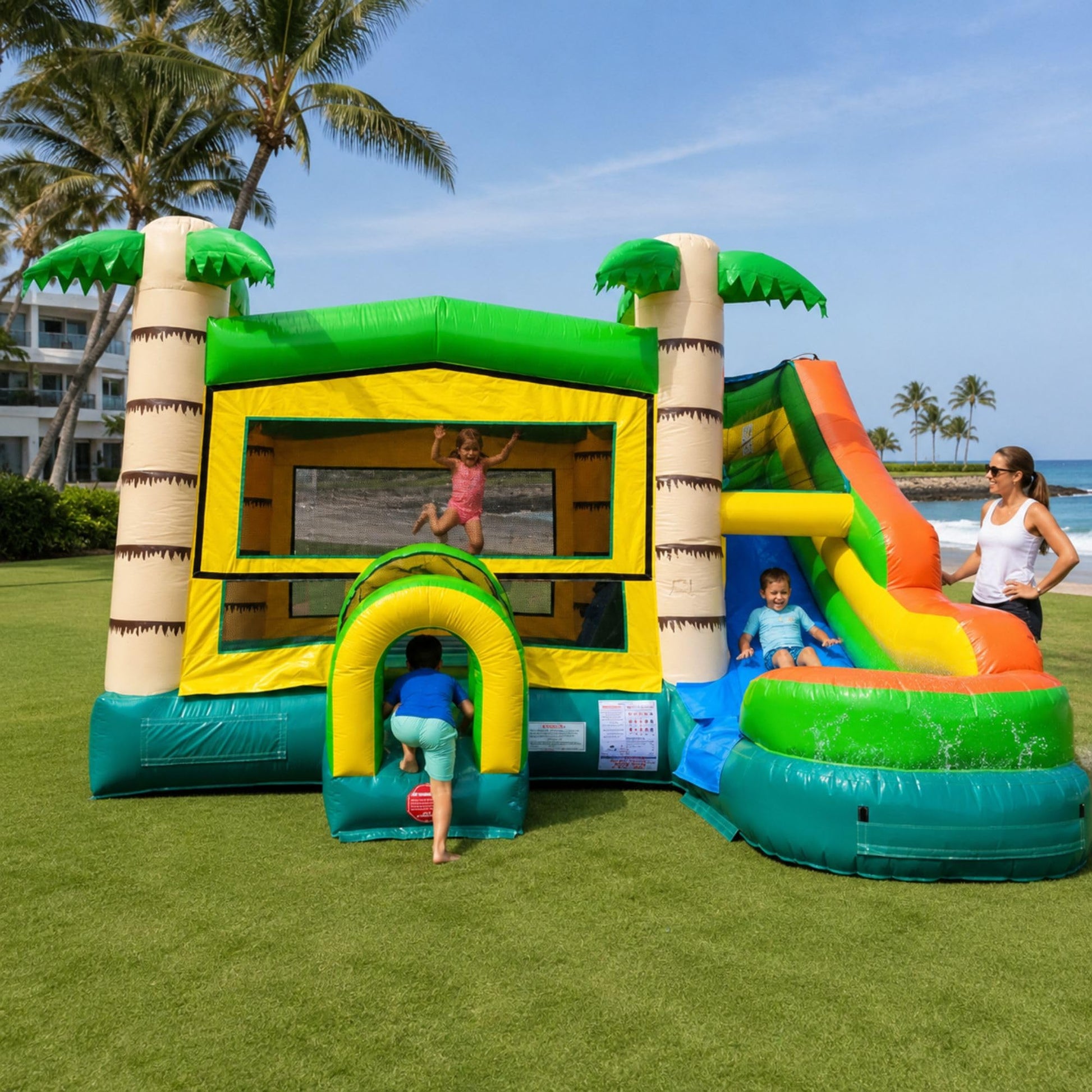 TentandTable Modular Inflatable Bounce House with Water Slide, Tropical