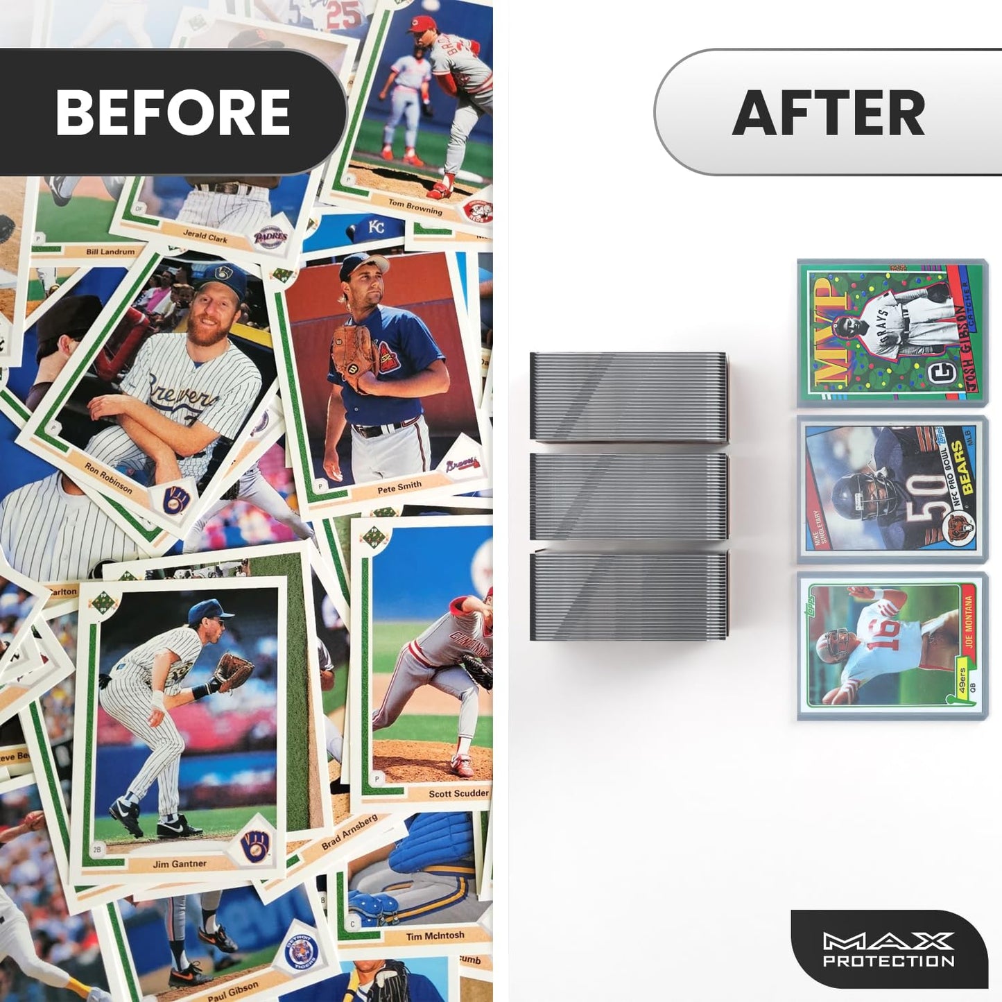 Max Protection 35pt Top Loaders for Cards - 1000 Count - Premium 3x4 Inch Trading Card Toploaders - Protect Your Baseball and Sports Cards with These