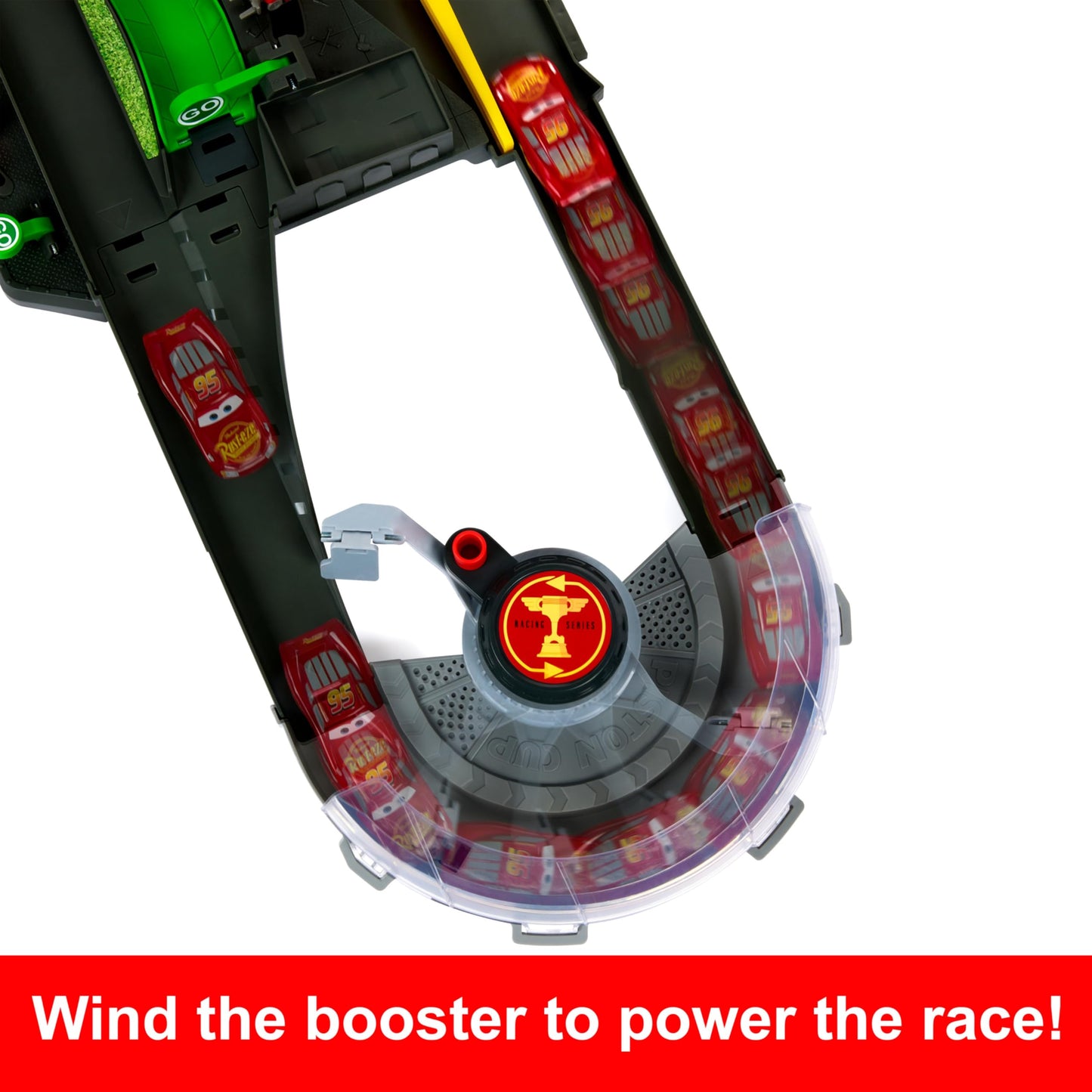 Mattel Disney Pixar Cars Track Set, Piston Cup Action Speedway Playset with 1:55 Scale Lightning McQueen Die-Cast Toy Car