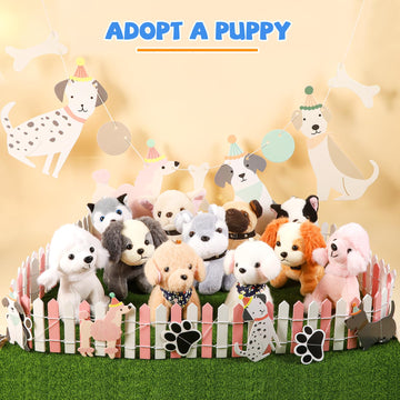Niceup 10Pcs 4.5in Small Stuffed Animals Plush Puppies Bulk Adopt Dog Party Favors Cute Little Paw Pup Soft Plush Toys Doll for Pawty Birthday Goodie
