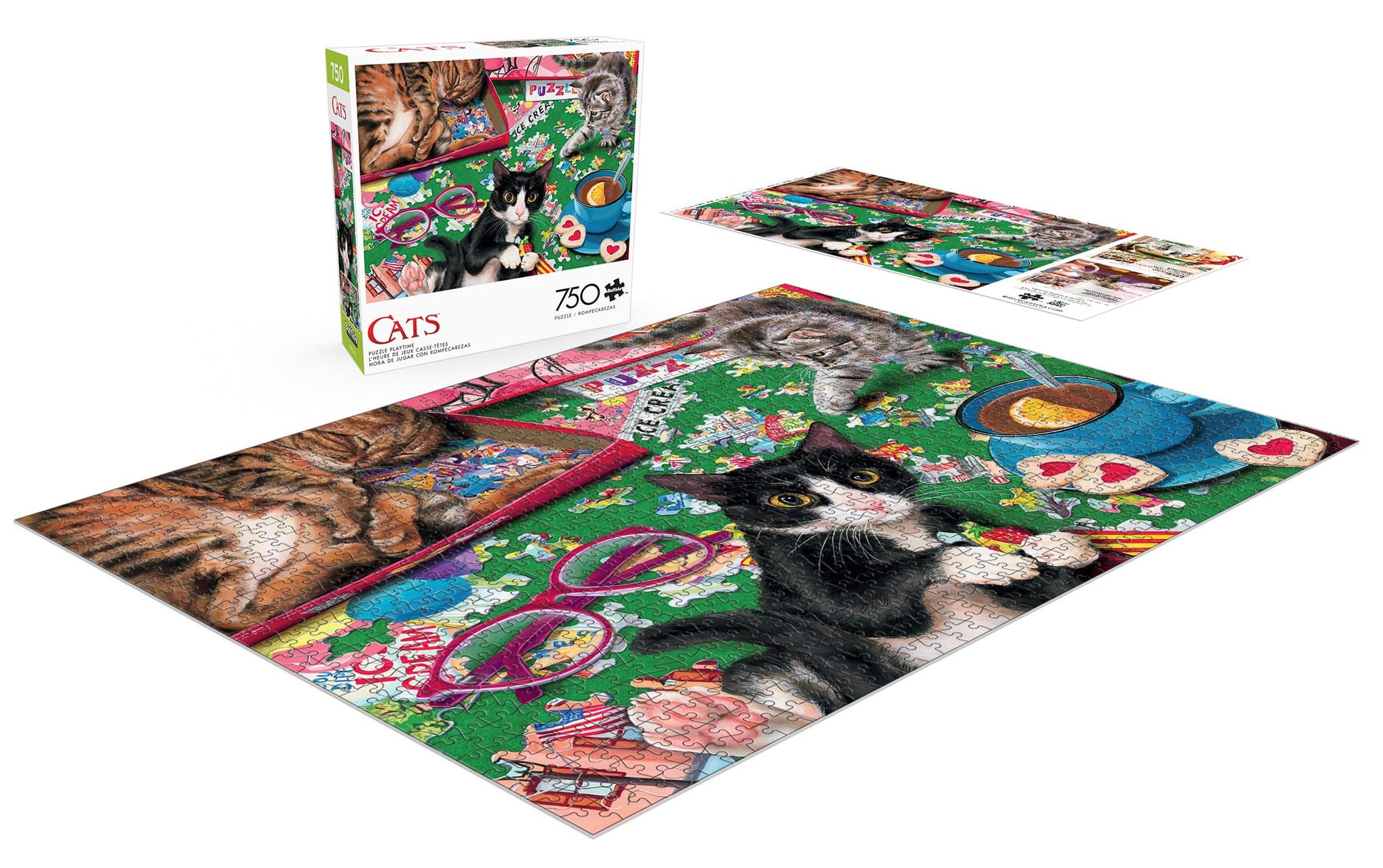 Buffalo Games Cat Puzzle for Adults, Puzzle Playtime, 750 Piece, 24x18 in