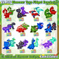Kiss Monkey 24 Pack Dinosaur Party Favors for Kids, 12 Styles Dinosaur Silicone Fidget Keychains Bulk, Pop Sensory Fidget Toys, Birthday Goodie Bag