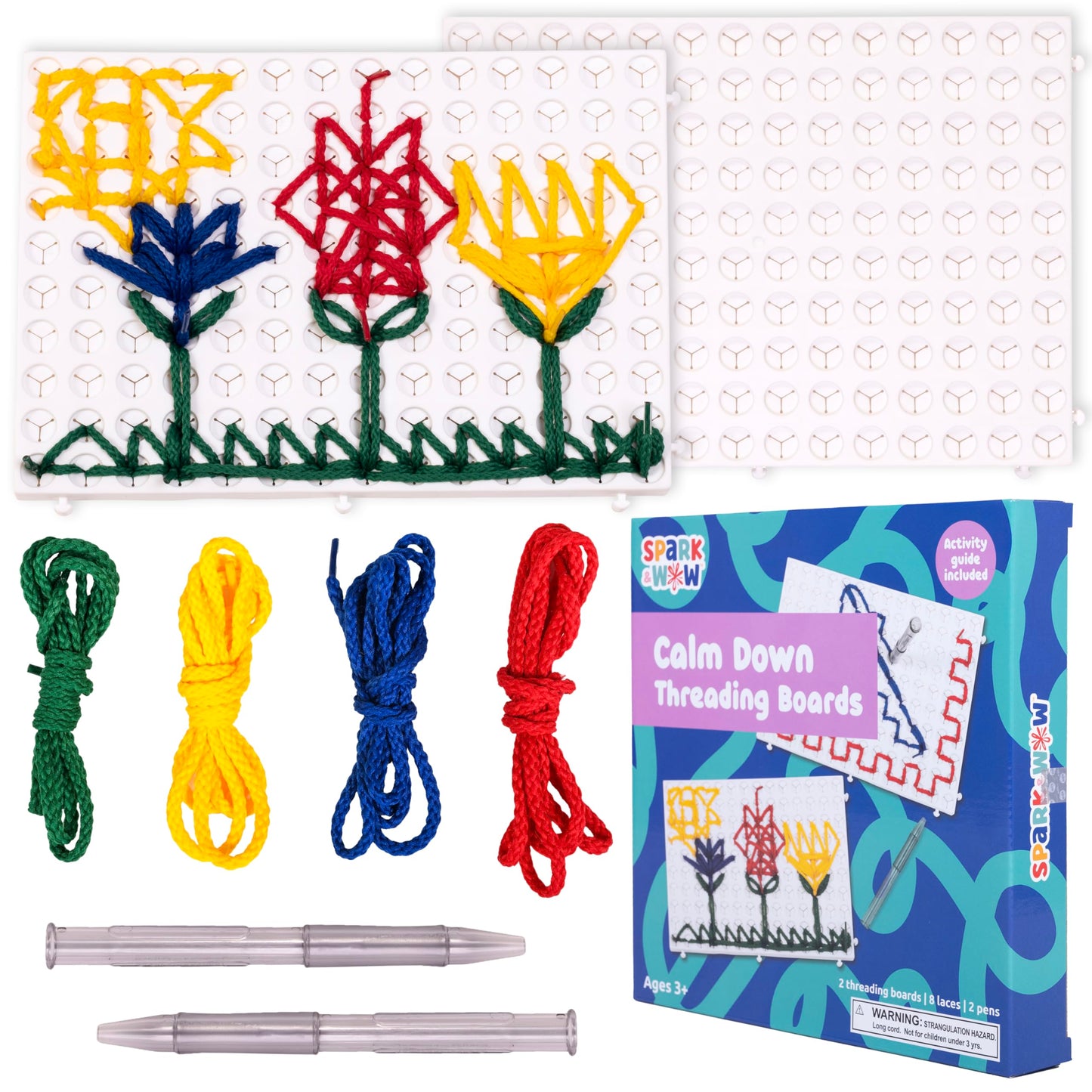 SPARK & WOW Calm Down Threading Boards, Set of 2, Sensory Activity Board
