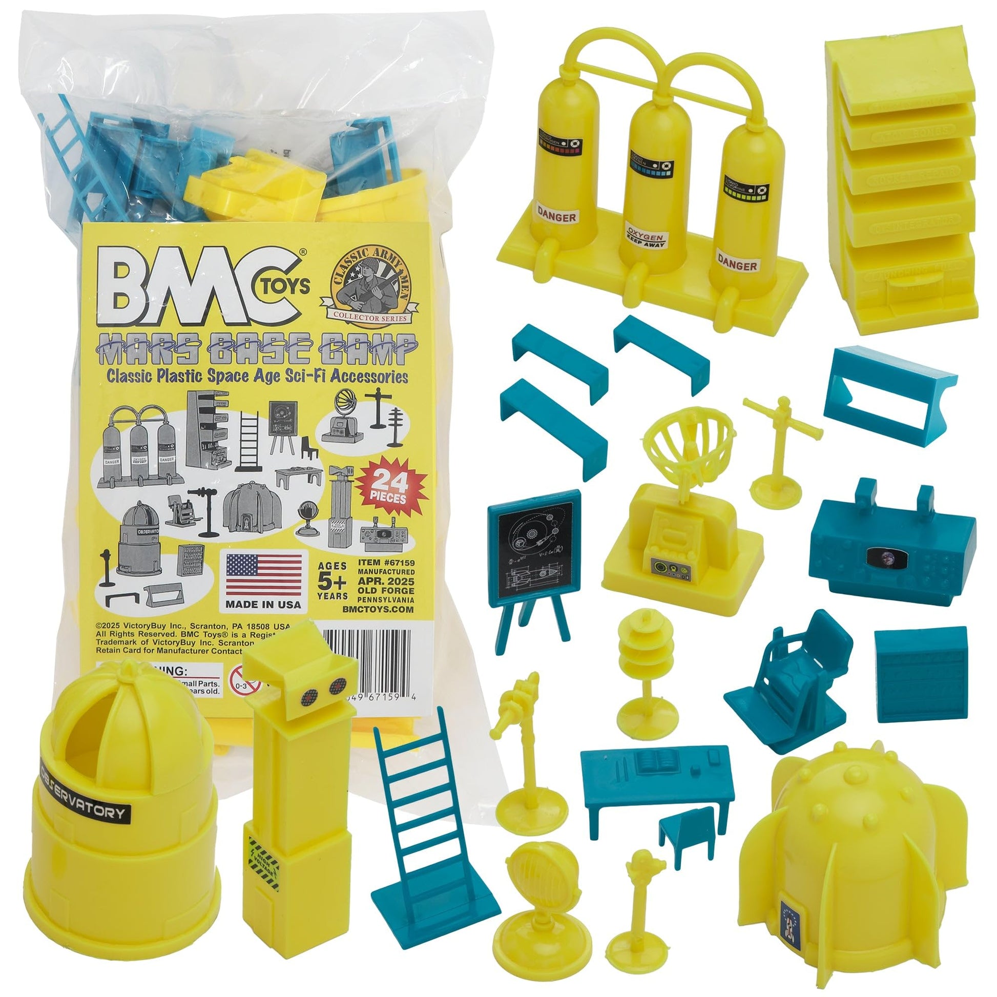 BMC Classic Sci-Fi Mars Base Camp 24pc Plastic Army Men Space Accessory Playset